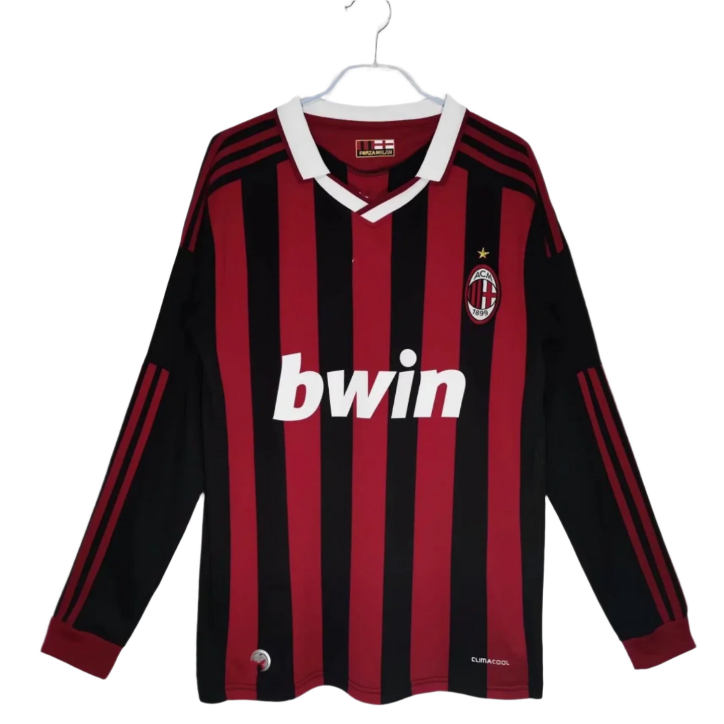 2009-2010 AC Milan Home Shirt - Retro Long Sleeve Version