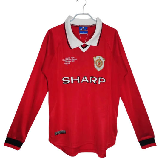 1999-2000 Manchester United Home Shirt - Retro Version Long Sleeve