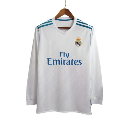 2017-2018 Real Madrid Home Shirt - Retro Long Sleeve Player Version