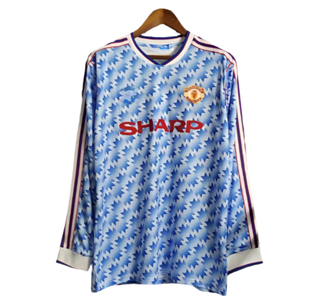 1990/92 Manchester United Away Shirt - Retro Long Sleeve Version