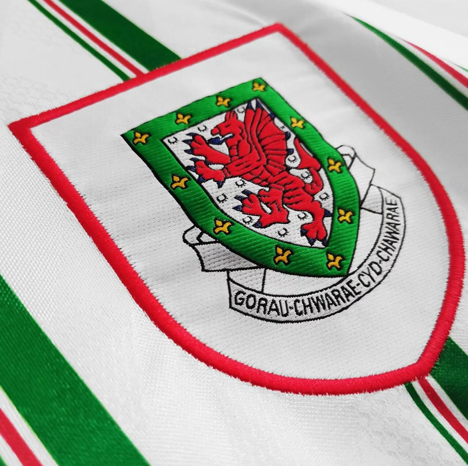 Wales 1993 White Striped Retro Football Jersey