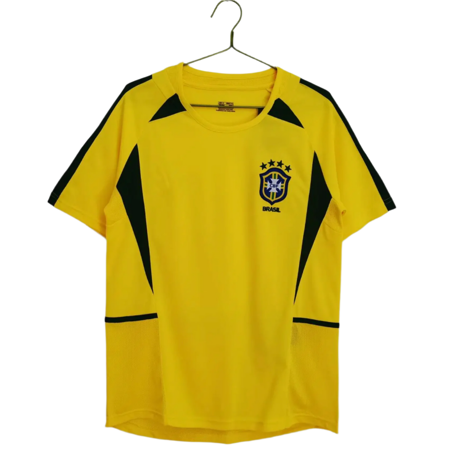 2002 Brazil Yellow Retro Soccer Jersey